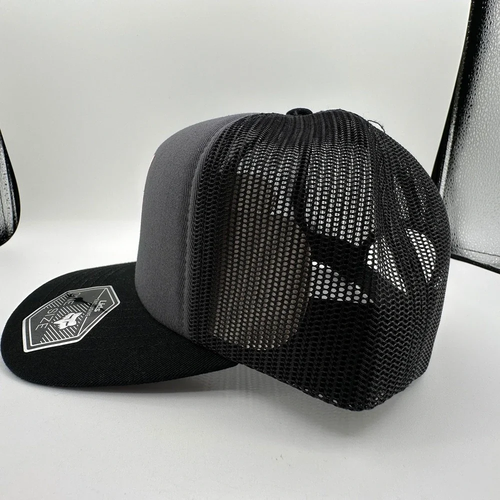 Fox Racing Racewear Mesh Trucker Snapback Hat Grey Black Adjustable Mesh Cap NEW